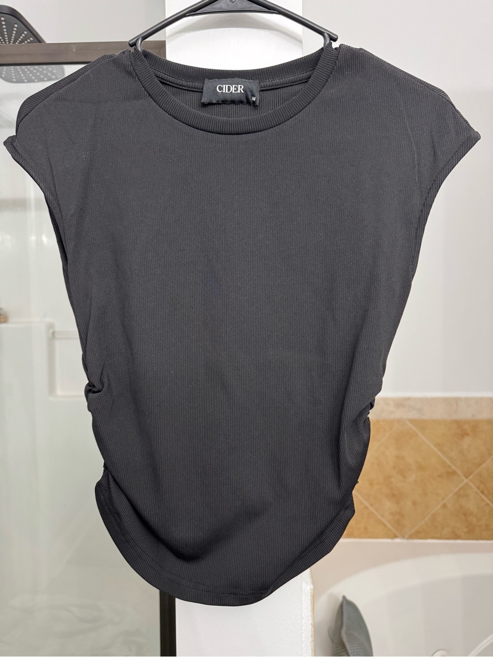 Cider Black Sleeveless Ribbed Top